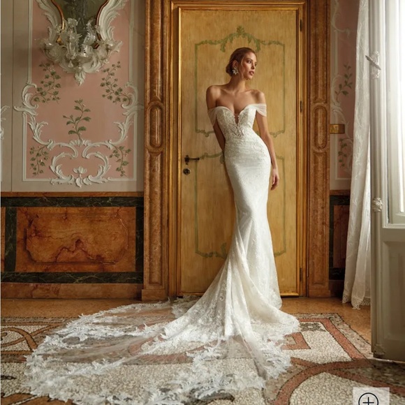 nicole milano Dresses & Skirts - Elegant Off-Shoulder Lace Wedding Dress